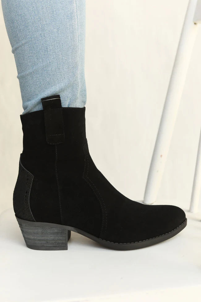 Belle Suede Leather Boots - Black