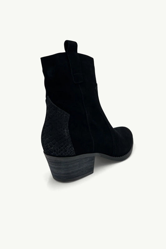 Belle Suede Leather Boots - Black