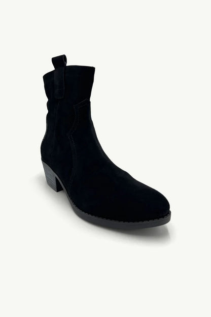 Belle Suede Leather Boots - Black