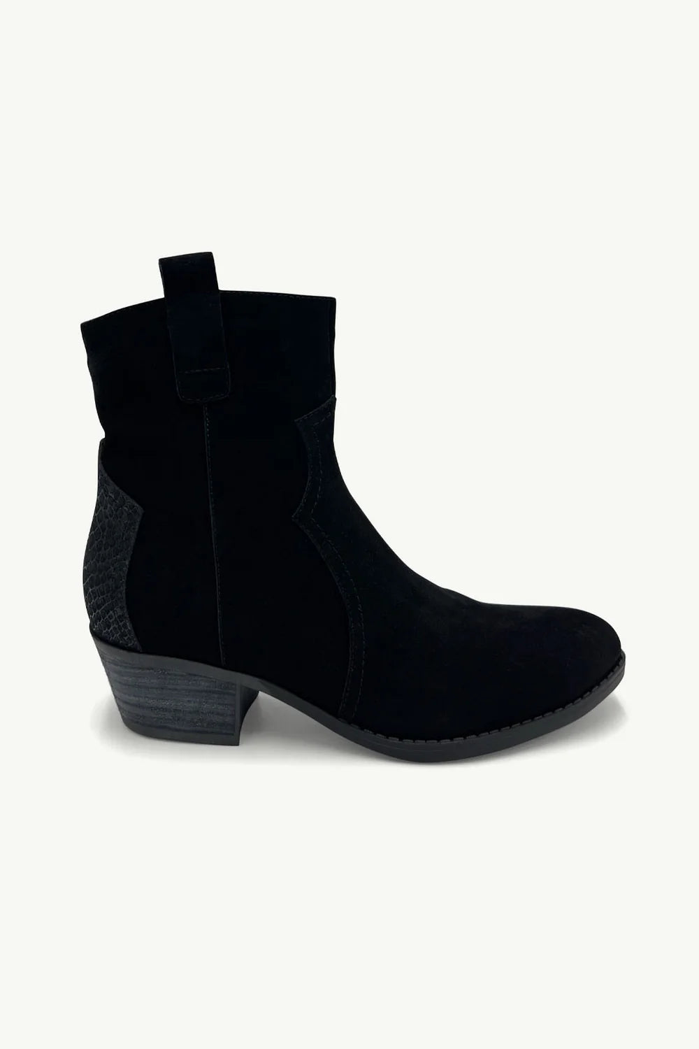 Belle Suede Leather Boots - Black