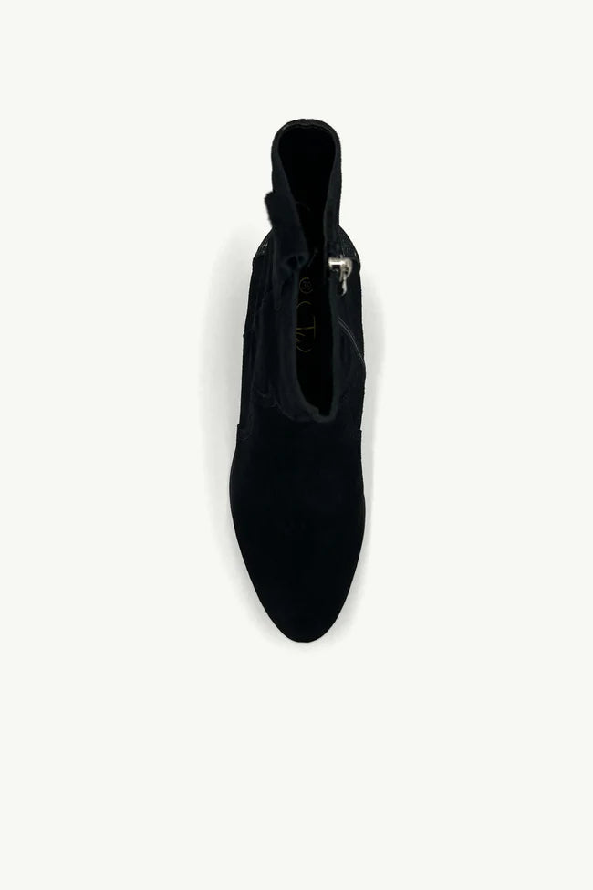 Belle Suede Leather Boots - Black