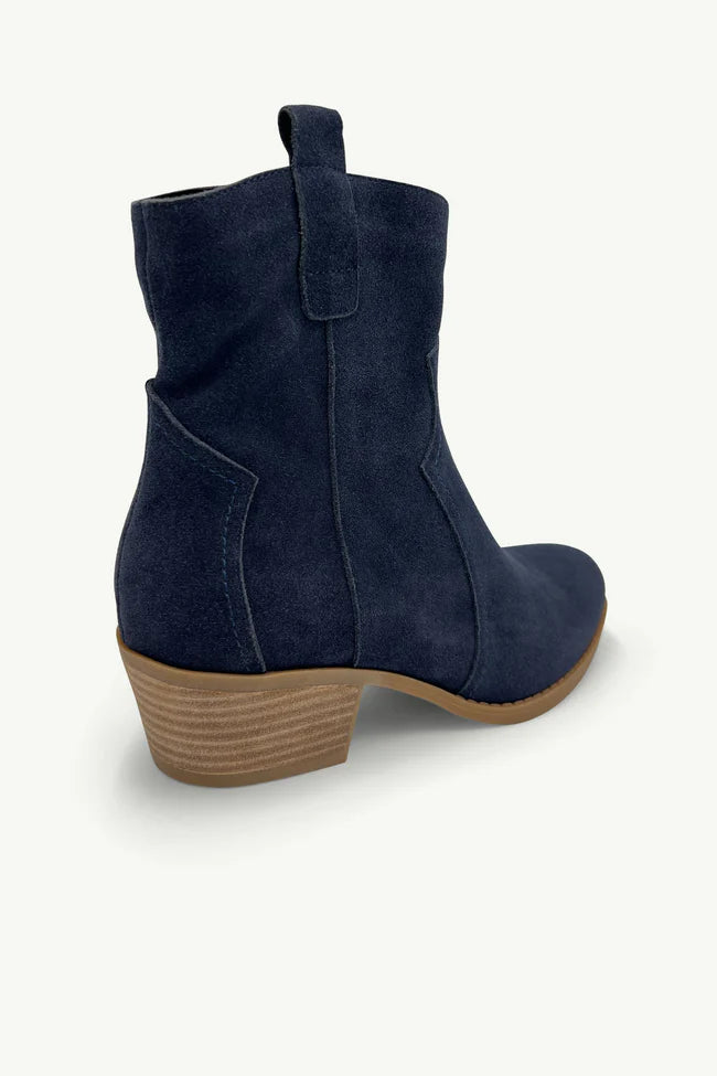 Belle Suede Leather Boots - Navy