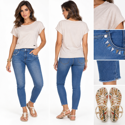Frayed Ankle Grazer Jeans