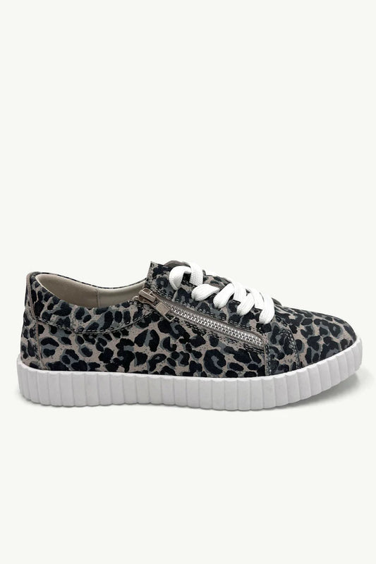 Callie Leather Leopard Print Sneakers