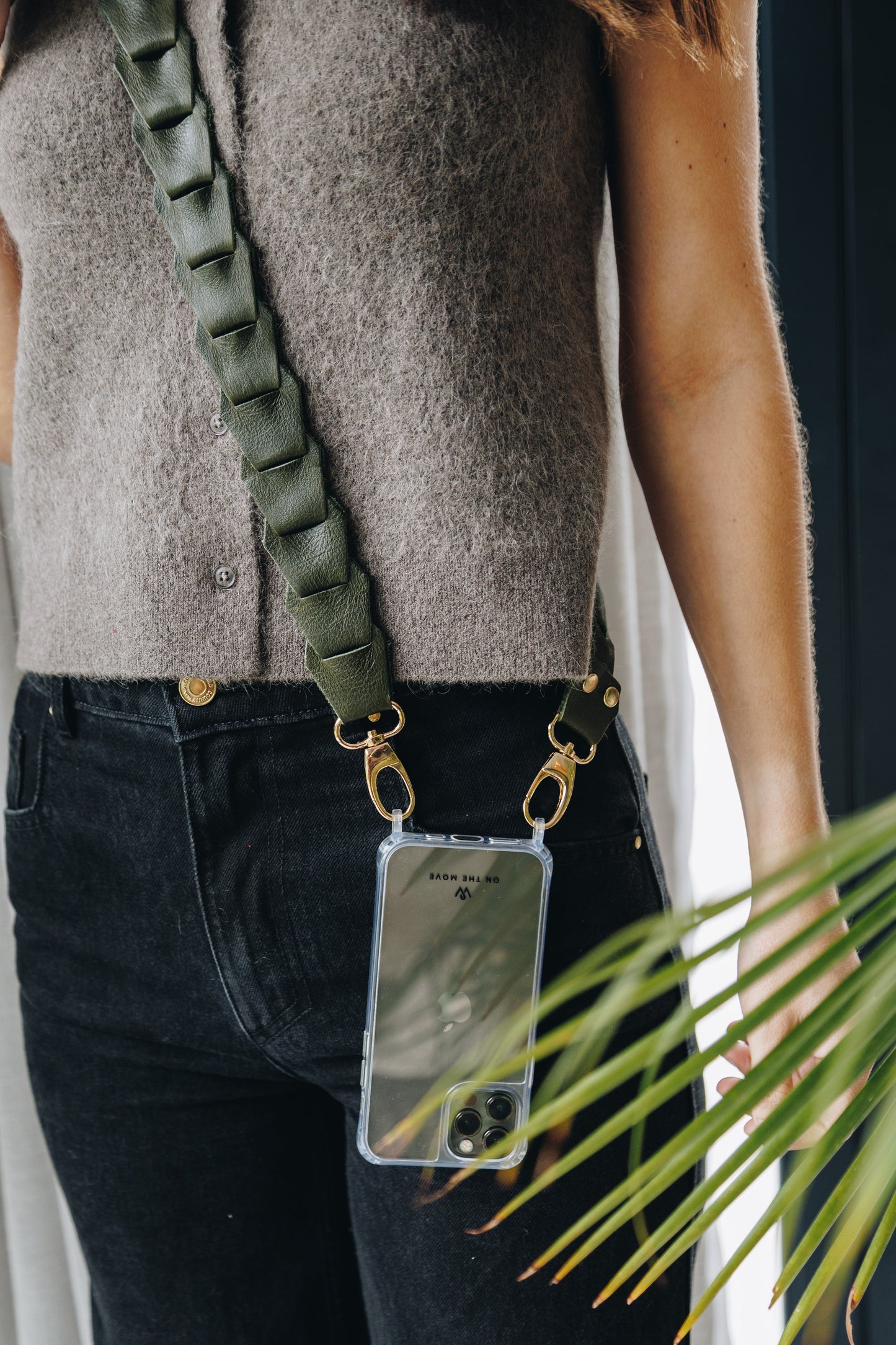 Leather Link Strap - Texas Olive with Gold Fittings