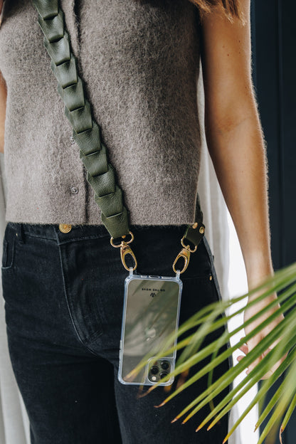 Leather Link Strap - Texas Olive with Gold Fittings