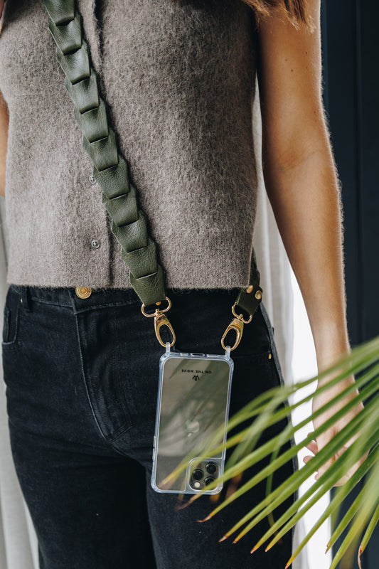 Leather Link Strap - Texas Olive with Gold Fittings