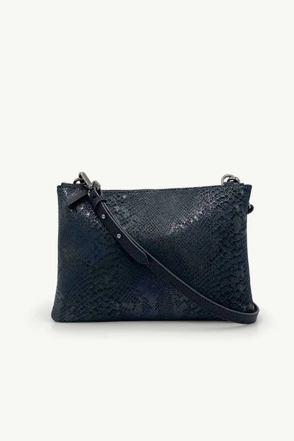 Gwen Leather Handbag - Black Snake