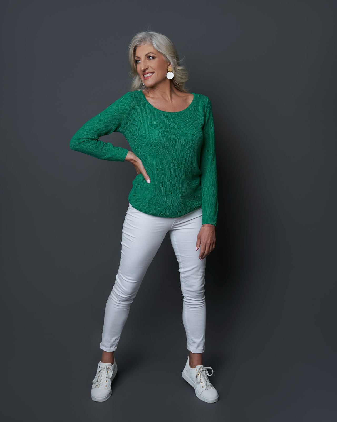 Green Round Neck Summer Knit