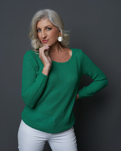 Green Round Neck Summer Knit