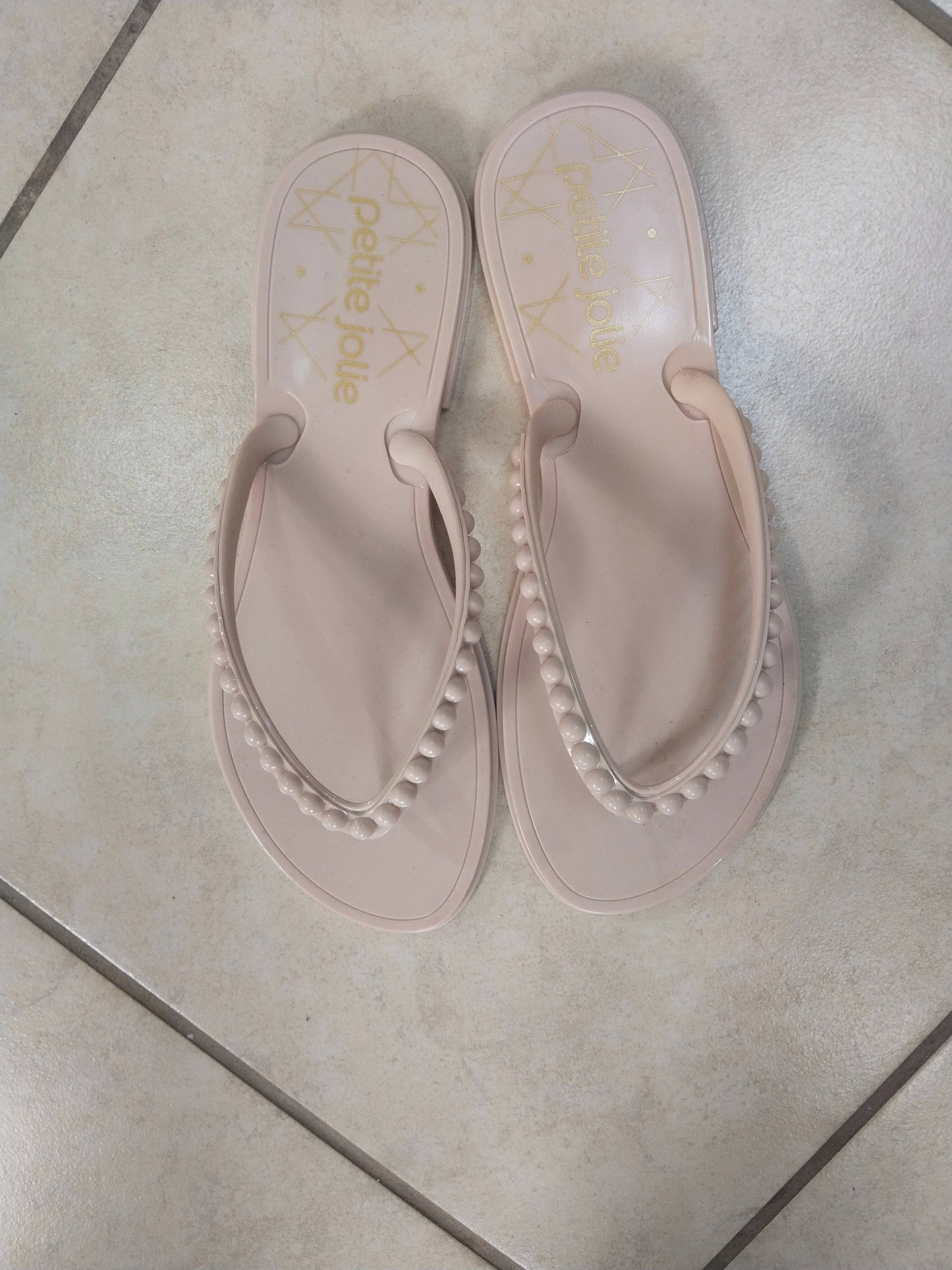 Nude studded Slip-On Sandals