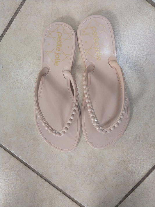 Nude studded Slip-On Sandals