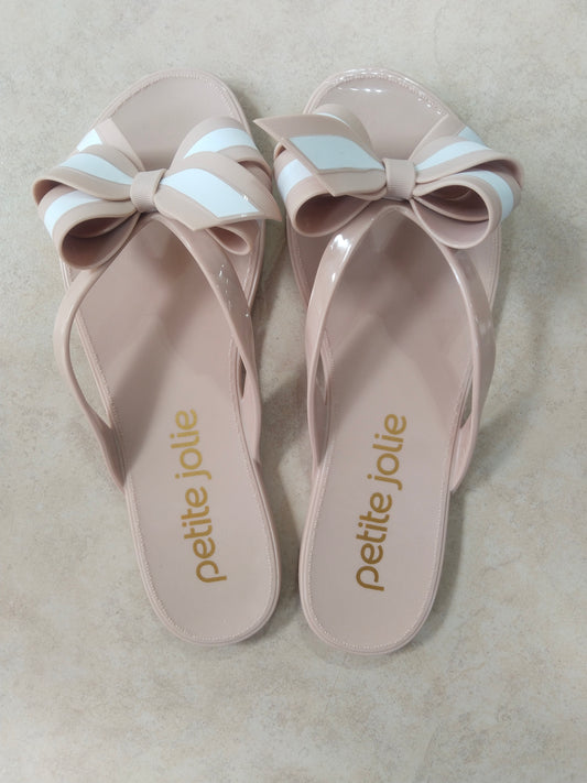 Nude & White Bow Sandals