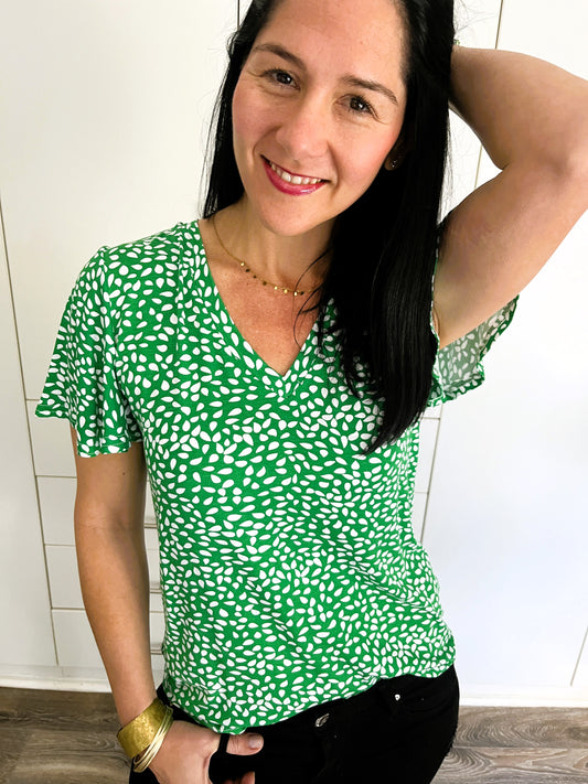 Frill Tee - Emerald Green Drop