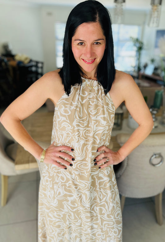 Classic Maxi Dress - White Coffee Amalfi