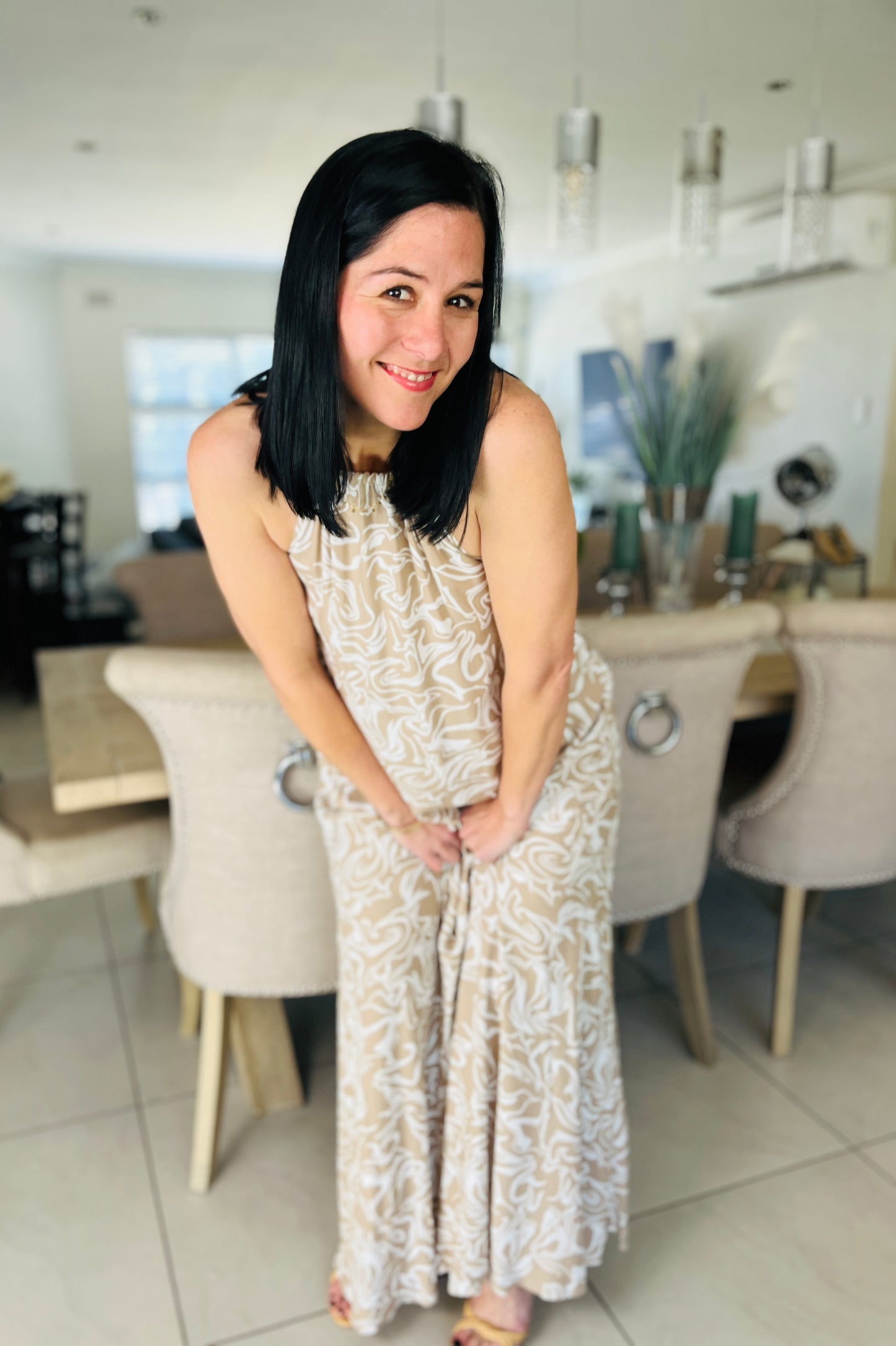 Classic Maxi Dress - White Coffee Amalfi