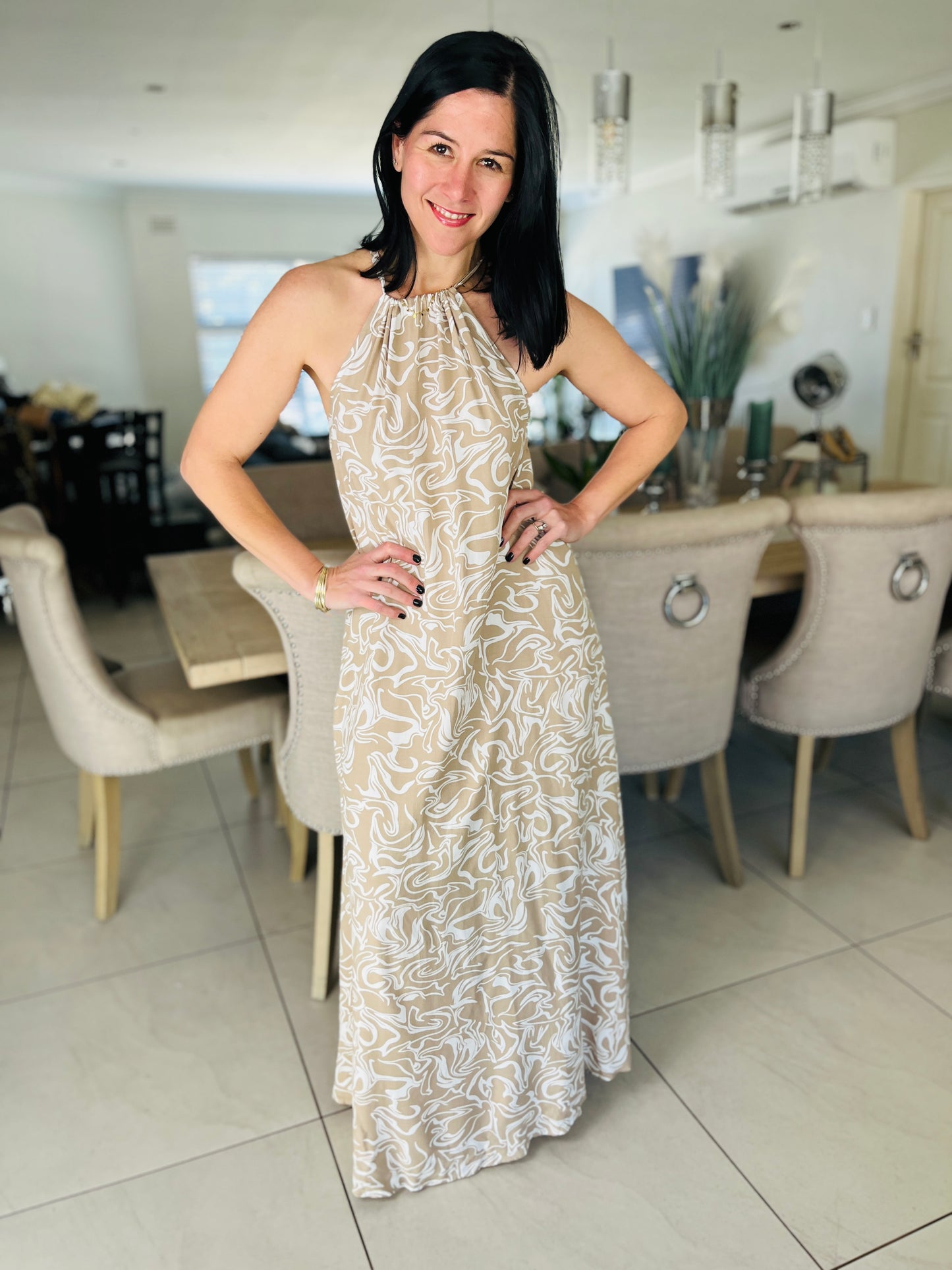 Classic Maxi Dress - White Coffee Amalfi