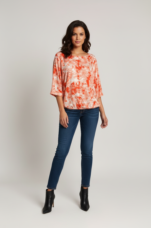 Kimya Top - Peach Tie Dye