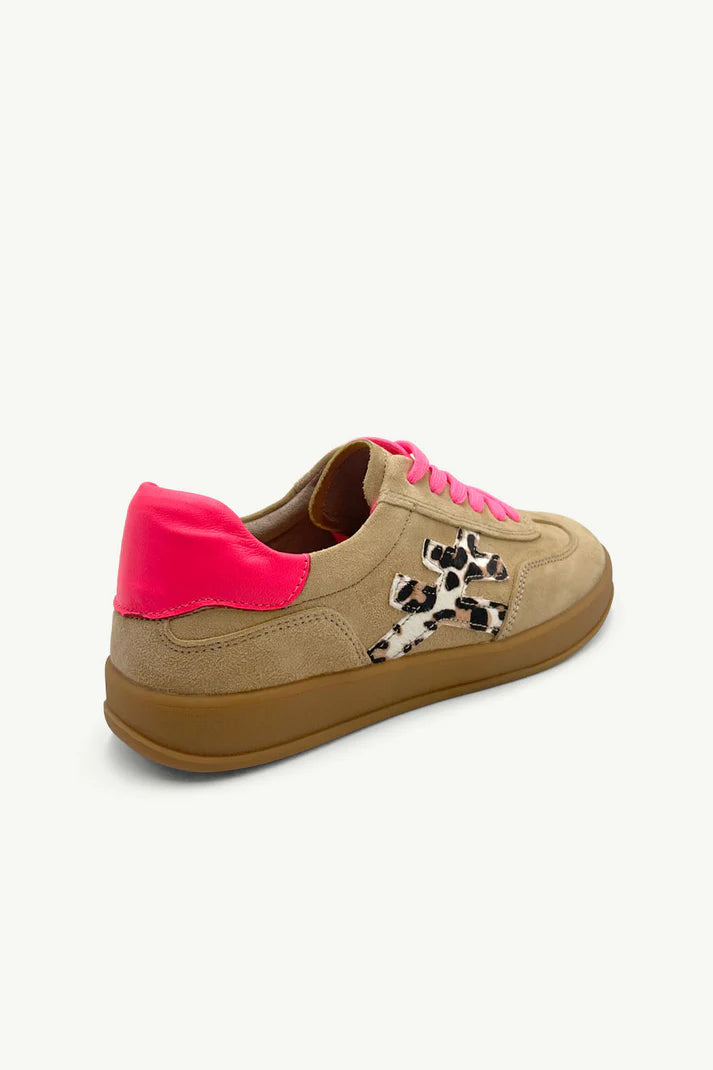 Lumi Beige & Pink Leather Sneakers