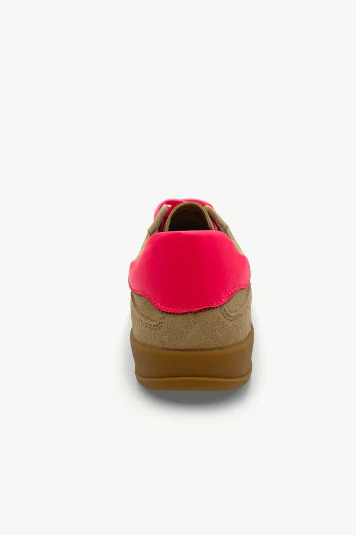 Lumi Beige & Pink Leather Sneakers