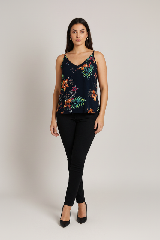 Navy Floral Strappy Cami