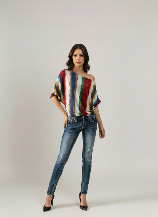 Nia Top - Multi Colour Stripes