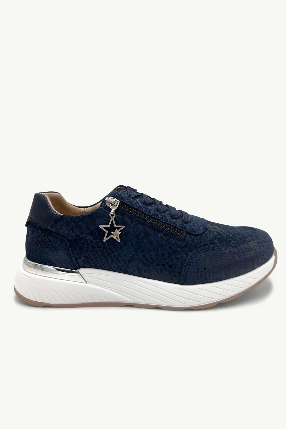 Nina Leather Sneaker - Navy Snake