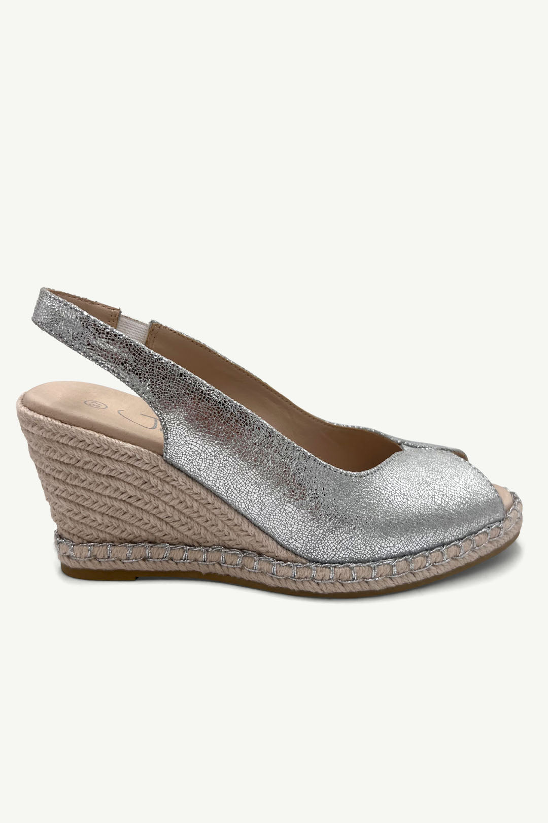 Raven Leather Wedge Sandal - Metallic Silver