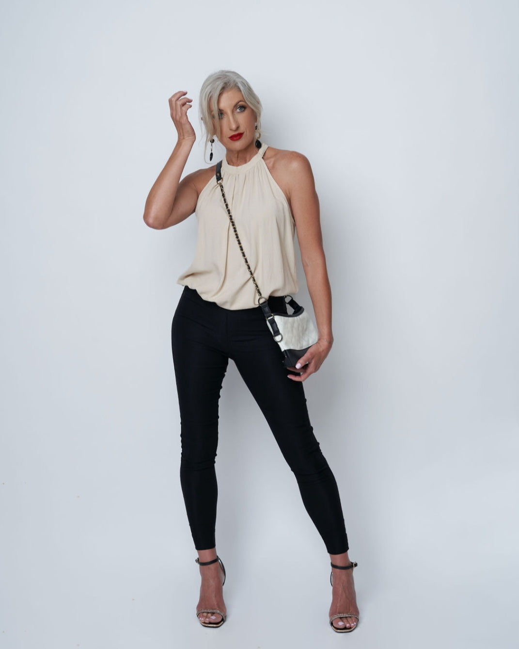 Beige Halterneck Top