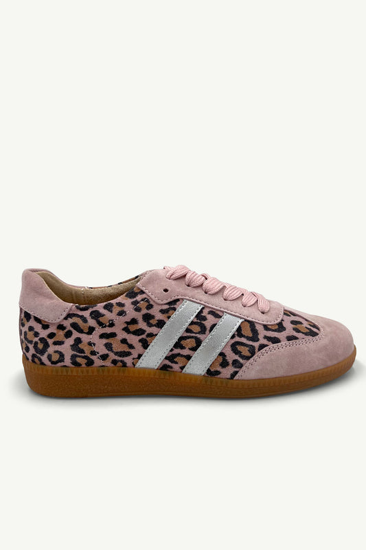 Shiloh Leather Animal Print featuring pink and silver accents
