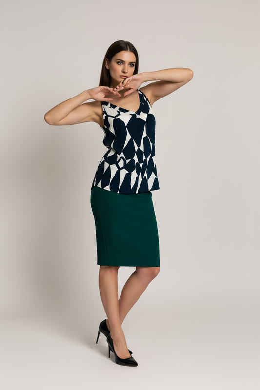 Strappy Vest - Navy/Ivory