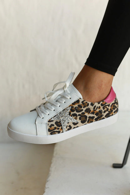 Leather Sydney Sneakers with Pink, Glitter and Animal Print