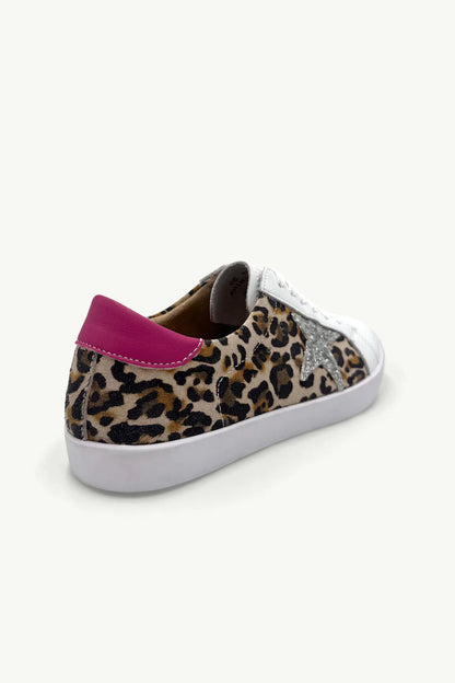 Leather Sydney Sneakers with Pink, Glitter and Animal Print