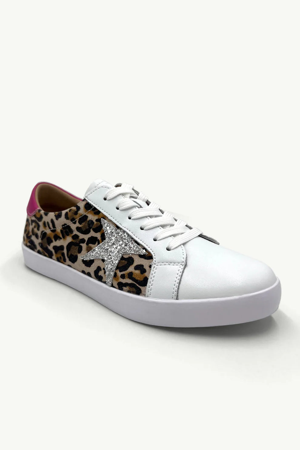Leather Sydney Sneakers with Pink, Glitter and Animal Print