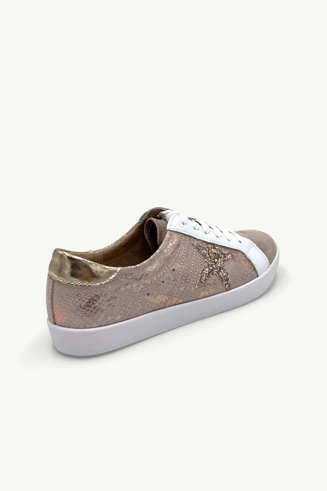 Sydney Taupe & Rose Gold Snake Leather Sneaker