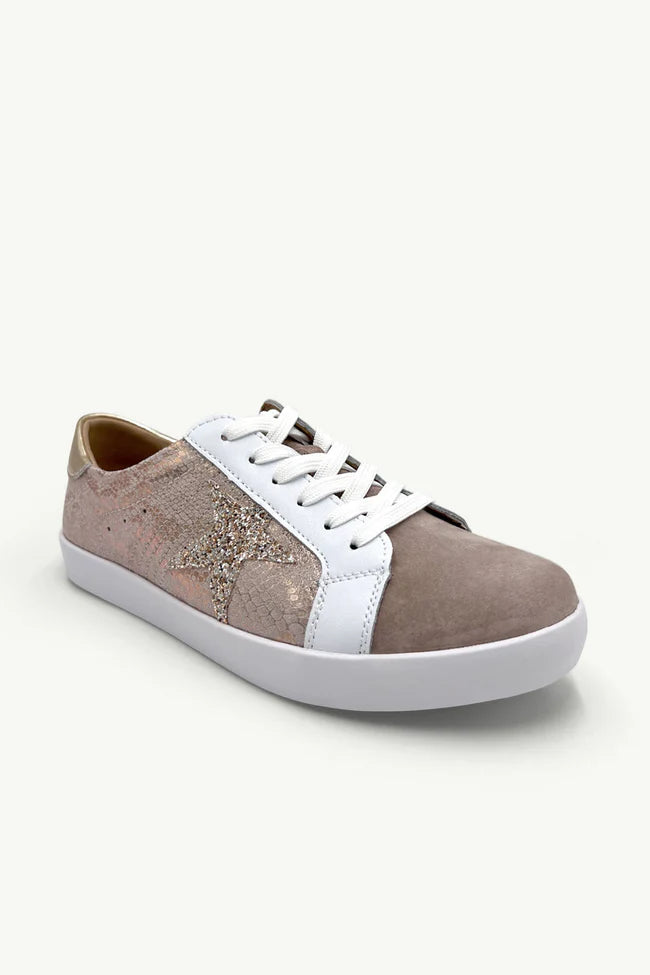Sydney Taupe & Rose Gold Snake Leather Sneaker