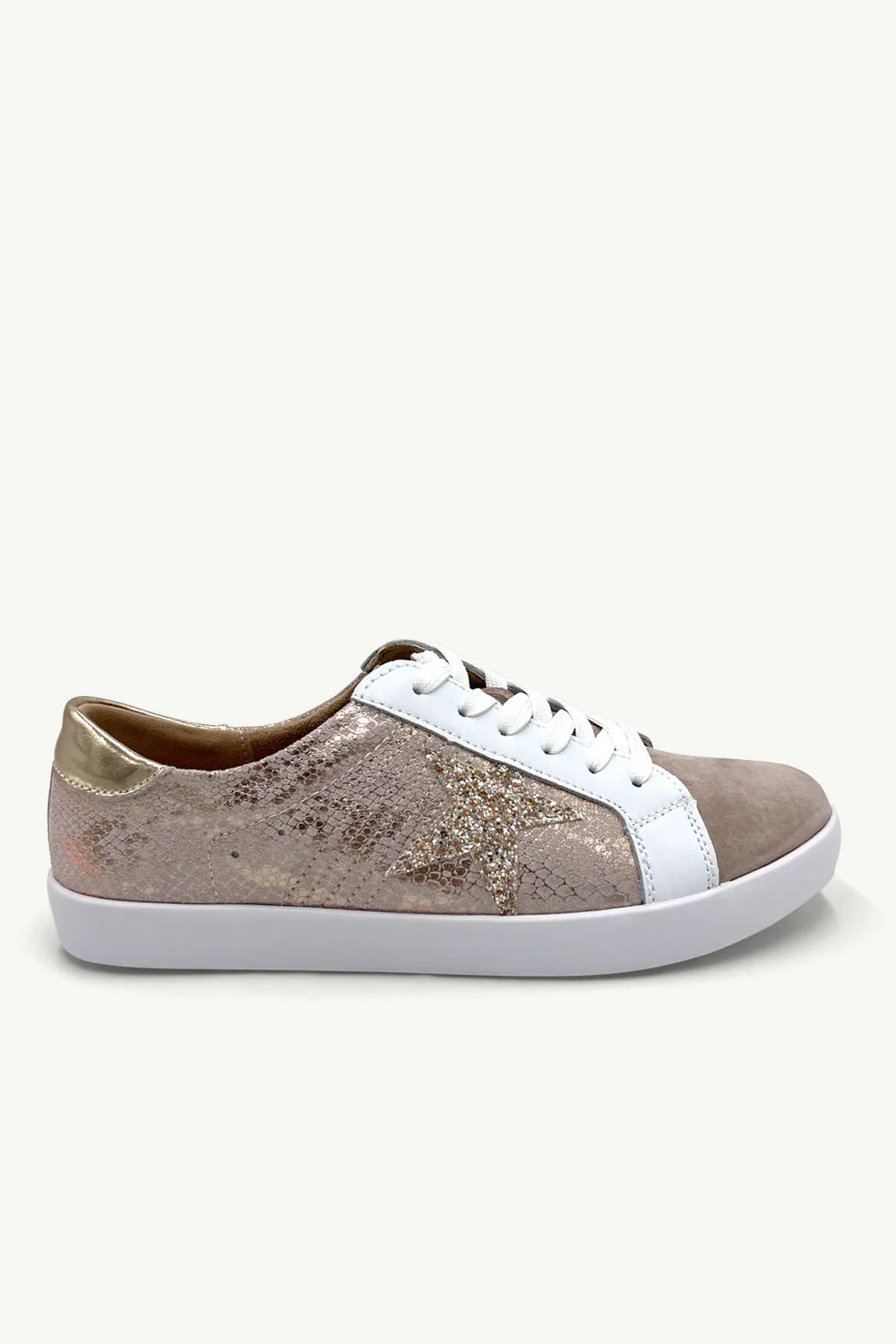 Sydney Taupe & Rose Gold Snake Leather Sneaker