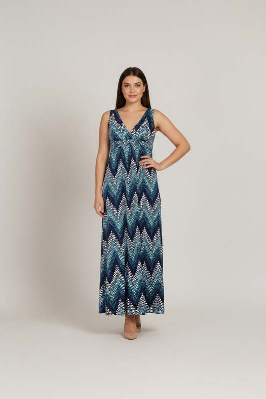 Turq & Blue Long Sleeveless Dress