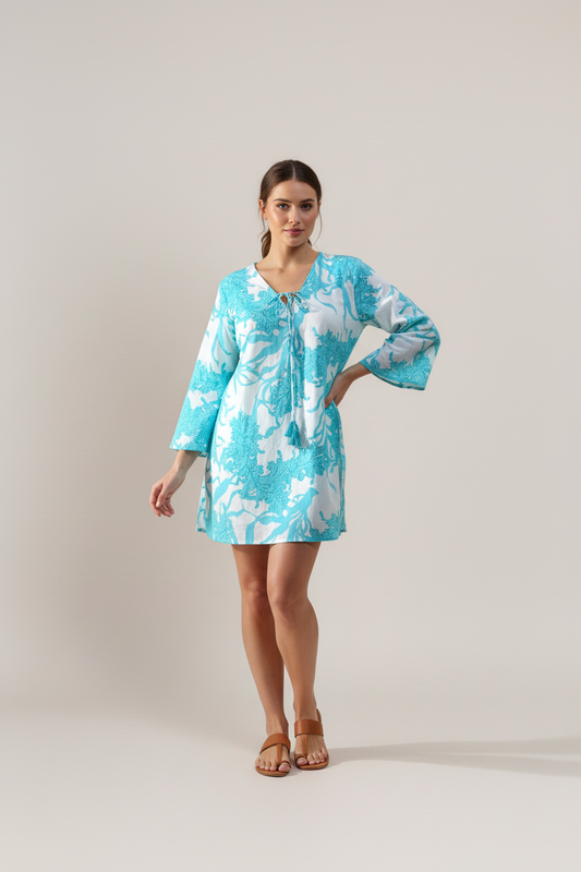 Turquoise Tunic with Laces