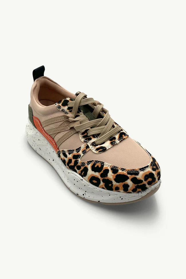 Wade - Beige & Leopard Leather Sneaker