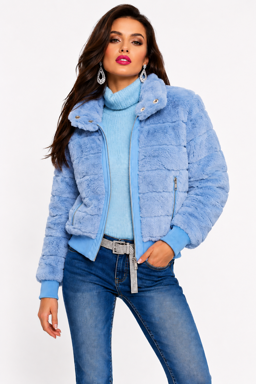 Artic Sky Faux Fur Bomber Jacket