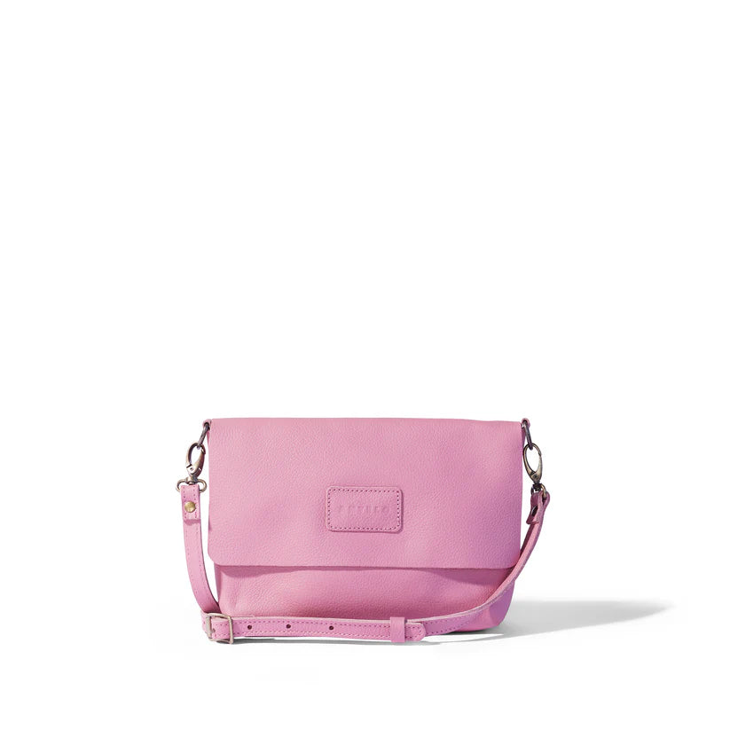 Jeanie Pebble Leather Crossbody - Sunset Pink