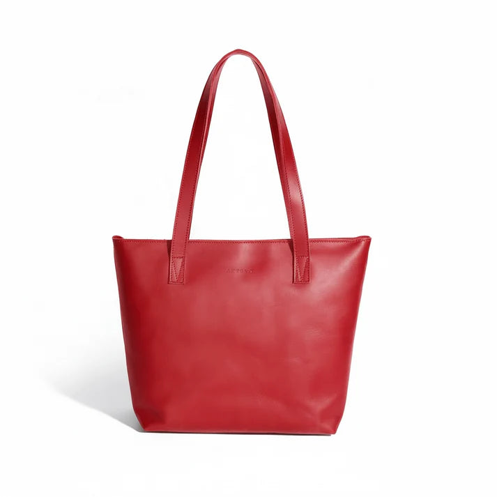Emmy Unlined Leather Tote - Red