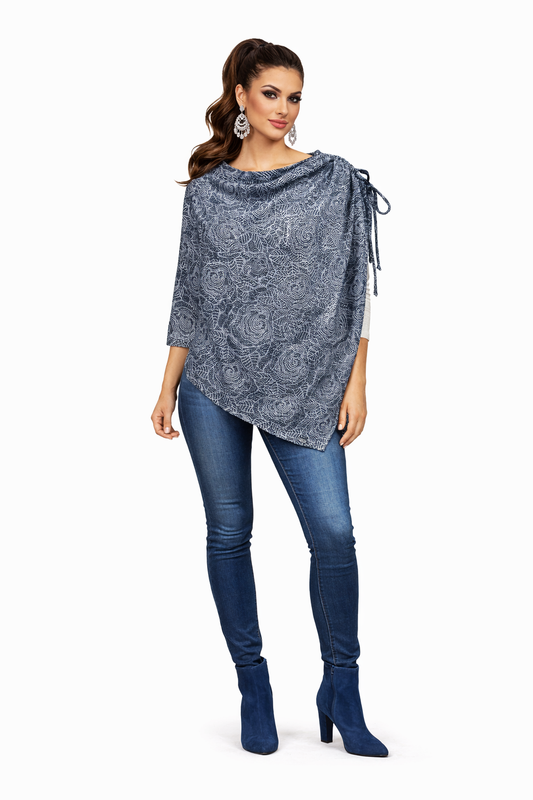 Layla Poncho - Navy Roses