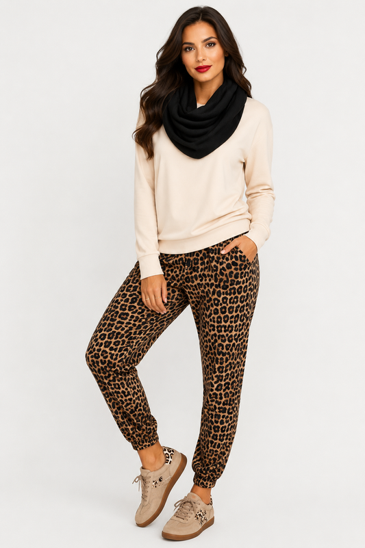 Slouch Pants - Tan Animal