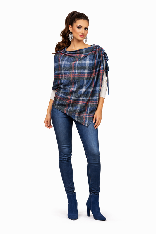 Layla Poncho - Check Print