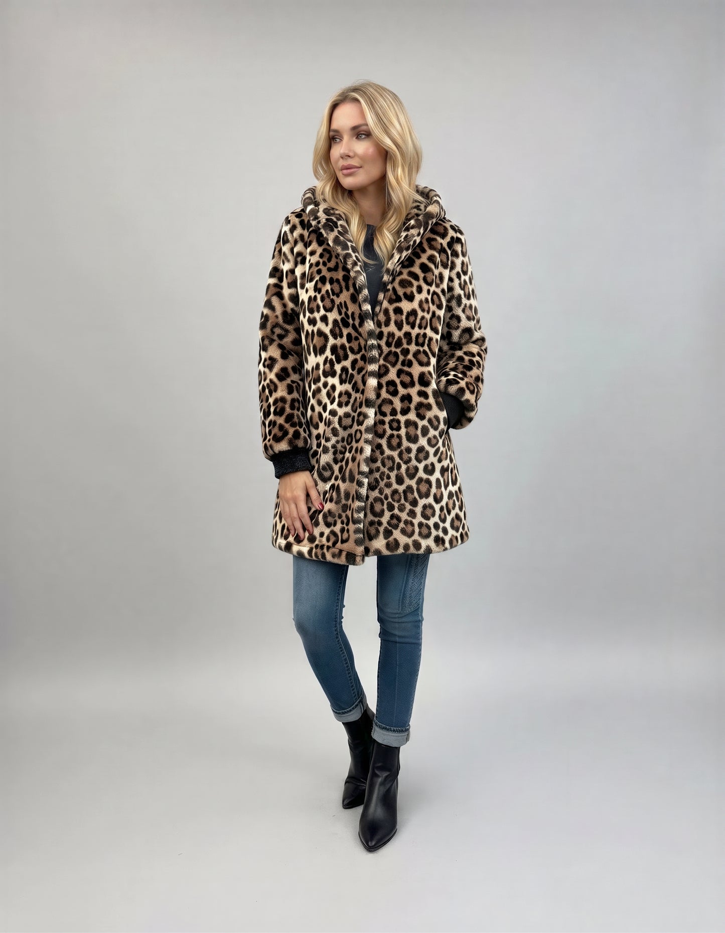 Animal Print Reversable Puffer Coat