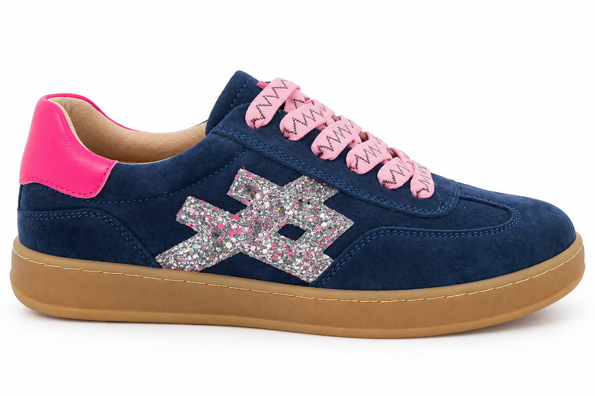 Lumi Navy/Pink Leather Sneakers