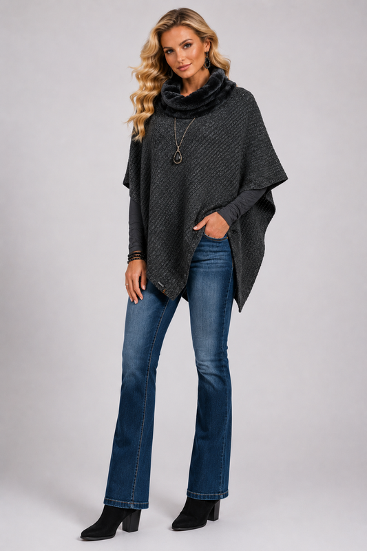 Mosi Poncho -  Charcoal