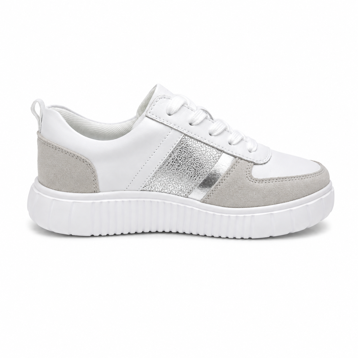 Iris White/Silver Leather Sneaker